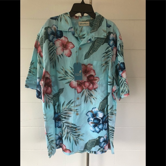 Caribbean Roundtree & Yorke Other - NWT Caribbean Floral Short-Sleeve Woven Shirt